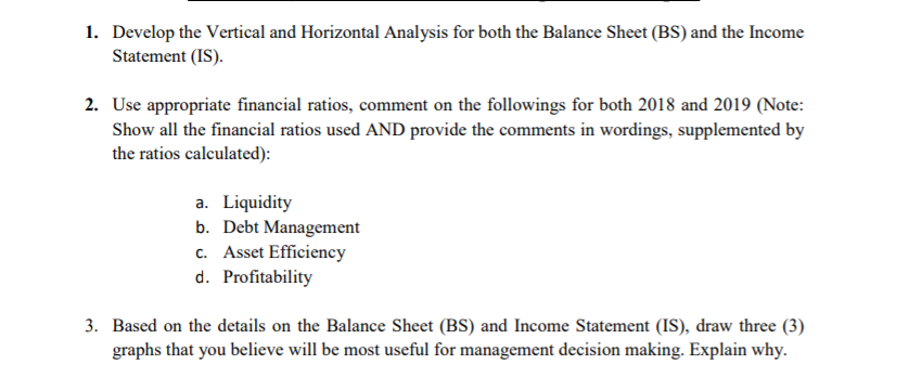 1. Develop the Vertical and Horizontal Analysis for both the Balance