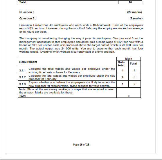  Total 16 Question 3 (29 marks) Question 3.1 (9 marks) Centurion