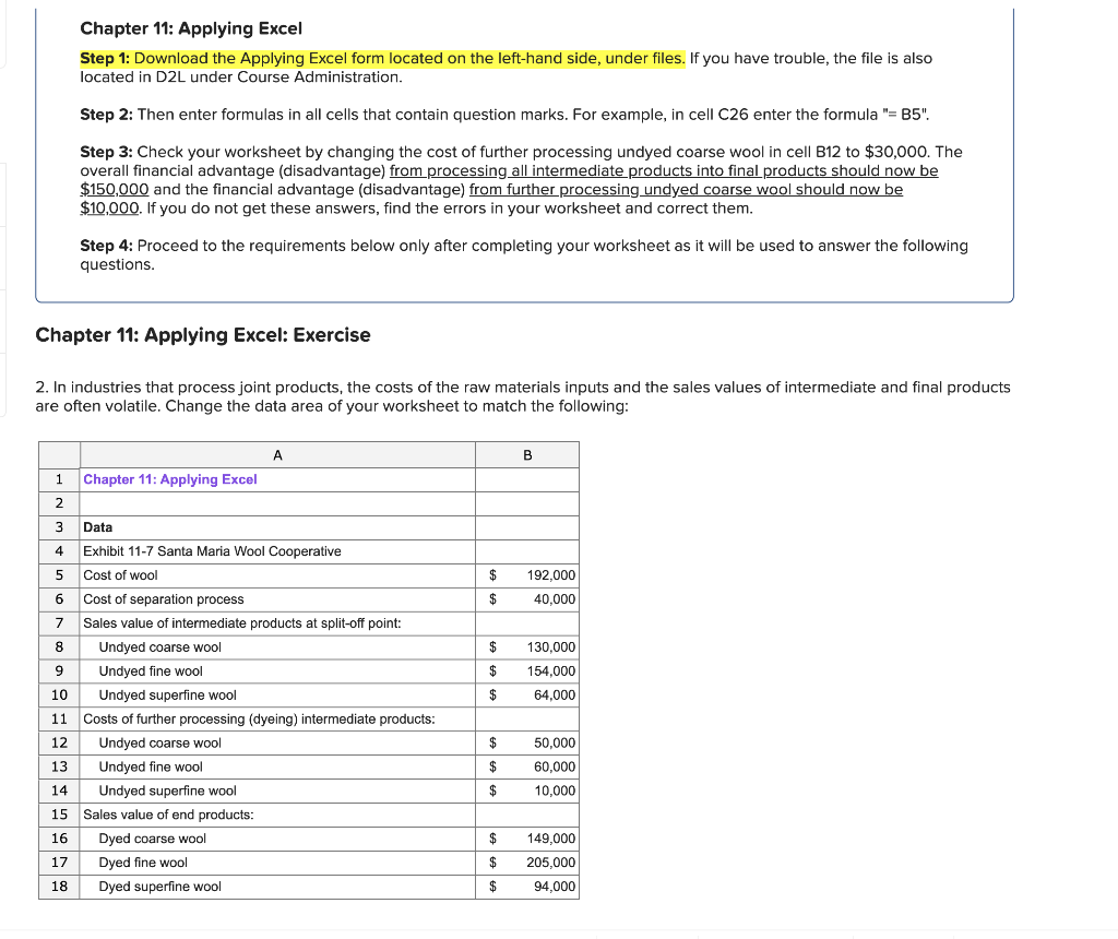  Chapter 11: Applying Excel Step 1: Download the Applying Excel form