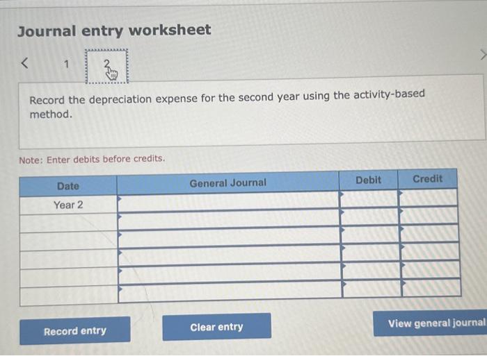 method. Record the depreciation expense for the second you're using the activity