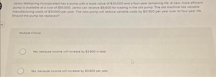  Janko Wellspring incorporated has a pump with a book value of