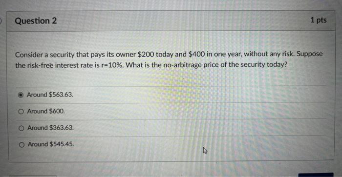 is this correct? Consider a security that pays its owner $200 today