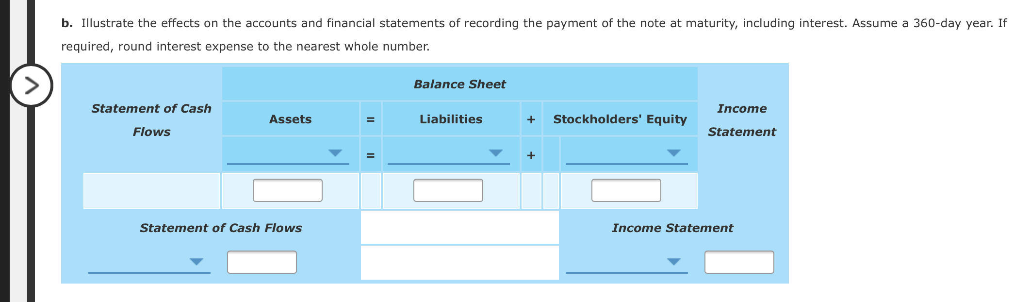 a creditor on account. Illustrate the effects on the accounts and financial