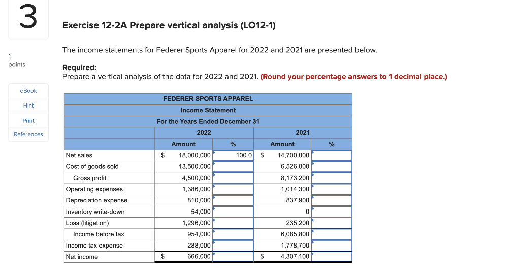Expenses: Cost of goods sold $1,850,000 Operating expenses 838,000 Depreciation expense 25,000