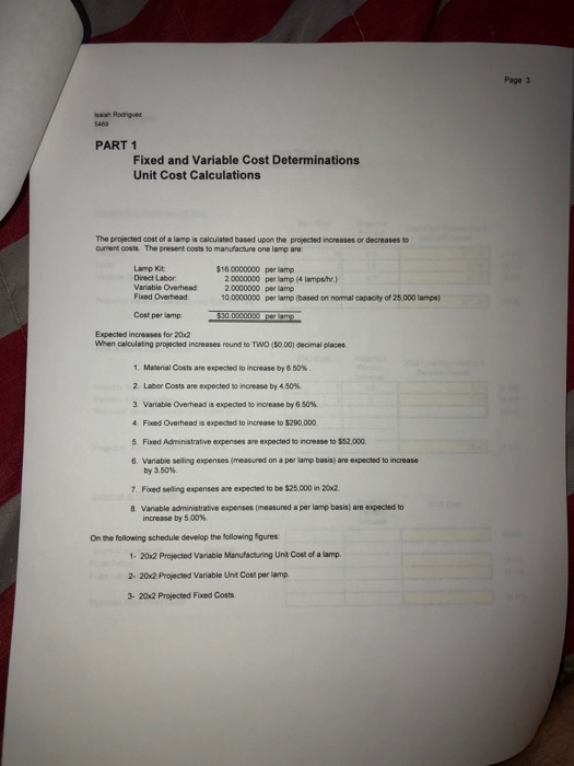 of fixed costs. I See The Light Projected Income Statement For the