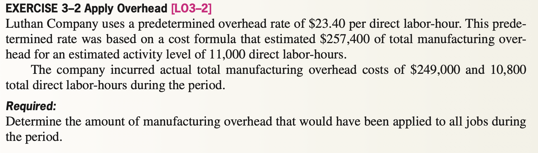 its predetermined overhead rate annually on the basis of direct laborhours. At