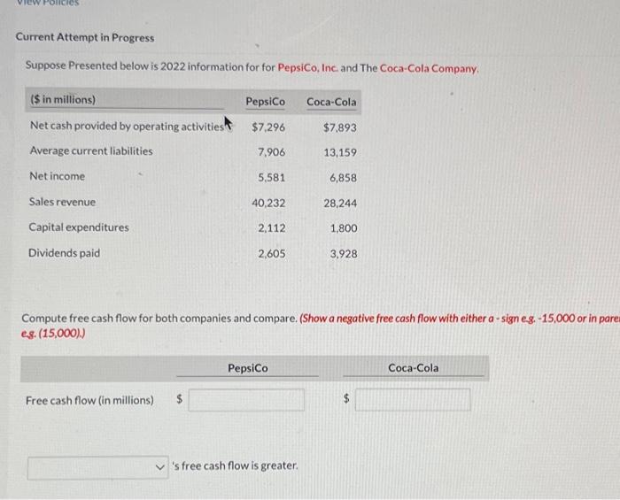  cies Current Attempt in Progress Suppose Presented below is 2022 information