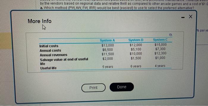 of a new vitual reality system. Several different vendors have been contacted.