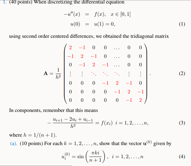 numerical analysis Do question 2, the matrix of the differential equation is