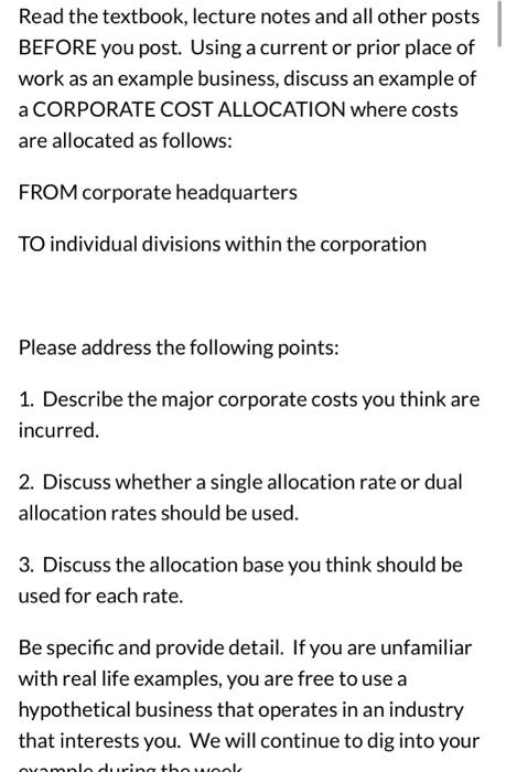  Read the textbook, lecture notes and all other posts BEFORE you