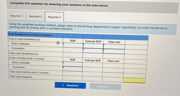 process costing. At the beginning of the month, the forming department has