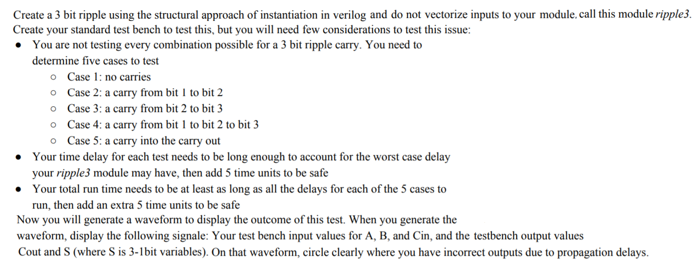 0 Create a 3 bit ripple using the structural approach of