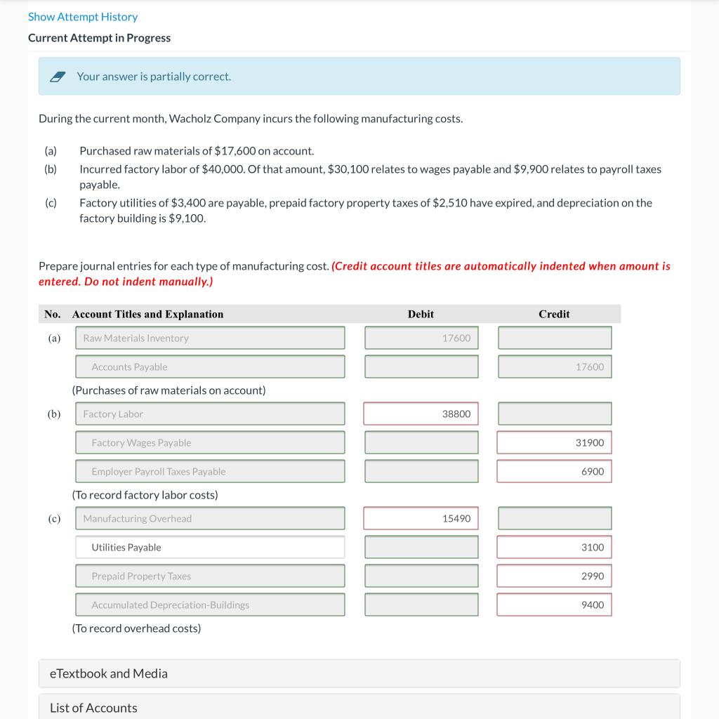 I need help with the red boxes Show Attempt History Current Attempt