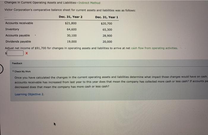  Changes in Current Operating Assets and Liabilities - Indirect Method Victor