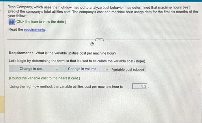 has determined that machine hours best predict the company's total utilities cost.