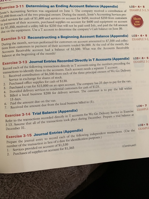  Excercise 3-13 Exercise 3-11 Determining an Ending Account Balance (Appendix) L.45