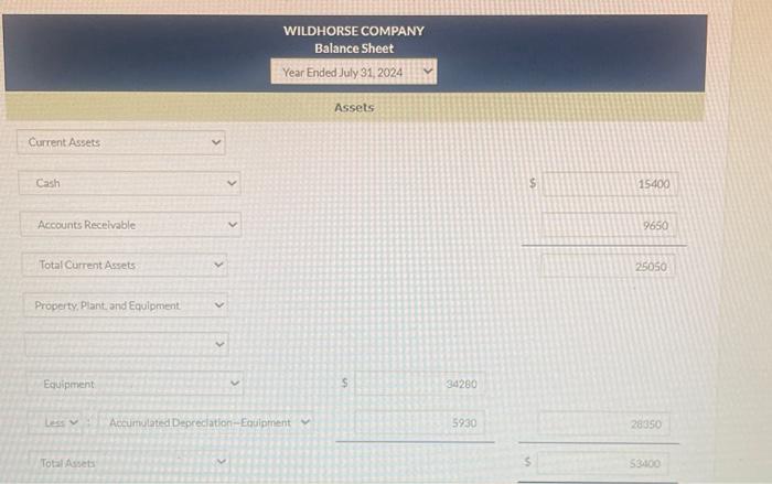 es -As or: parentherer eg. (45)) WILDHORSE COMPANY Statement of Owner's Equity