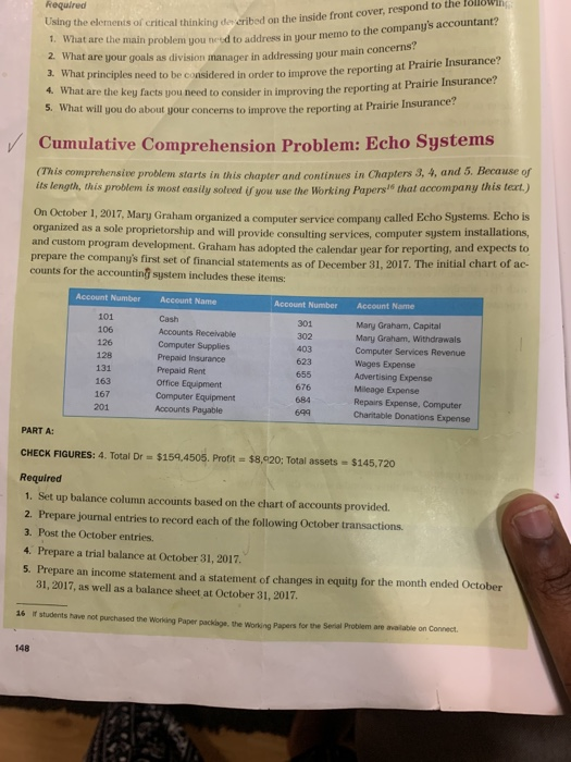  Using the elements of critical thinking described on the inside front