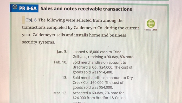  O PR 8-6 A Sales and notes receivable transactions Obj. 6
