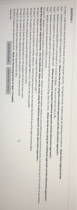  reversing entries QUESTION 1 On Aug 1. Andy Roddick became the