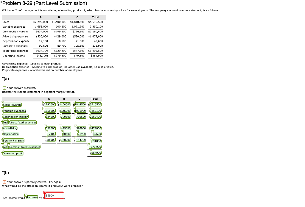 Please help me with this question... *Problem 8-29 (Part Level Submission) Wildhorse