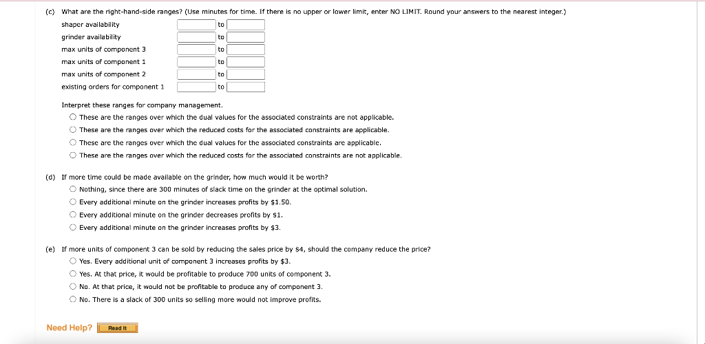 and solve for the recommended production quantities. component 1 units component 2