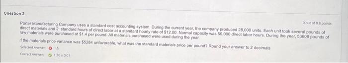if you could help show how the answer was gotten please Porter