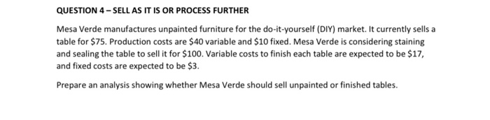 This is the question with the answer sheet QUESTION 4 -SELL AS