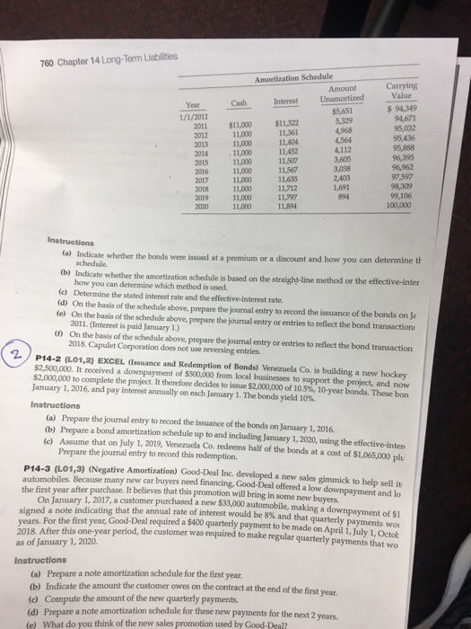  760 Chapter 14 Long-Term Liabilities Amortization Schedule Carrying Amount Year Cash