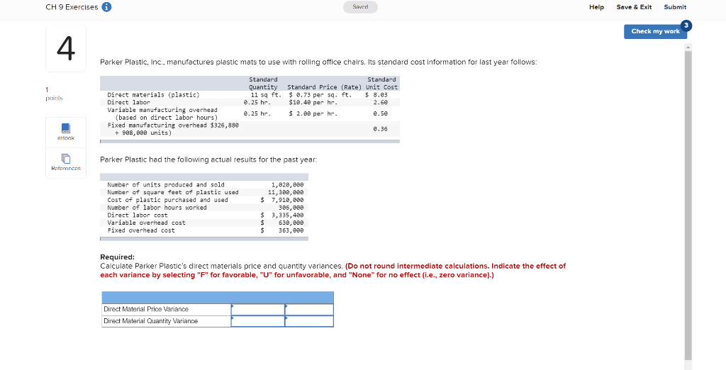  CH 9 Exercises i Saved Help Save & Exit Submit Check