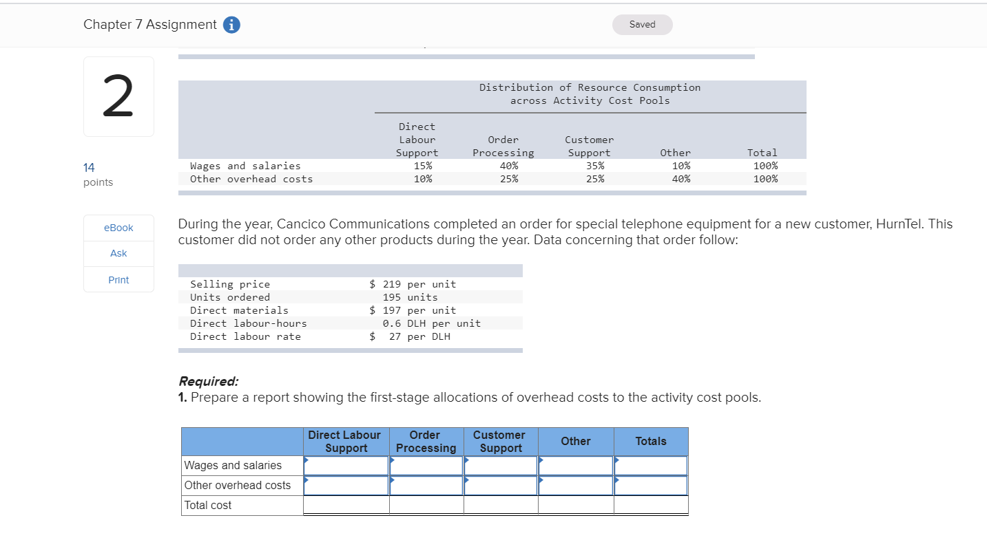 (LO2, LO3, L04] Cancico Communications has supplied the following data for use