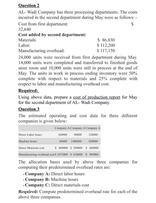  The allocation bases used by above three companies for computing their