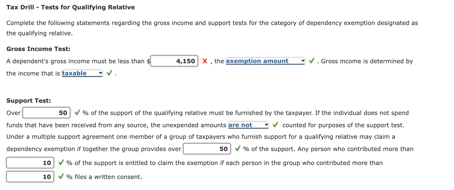Please answer the wrong or blank answer. Thank you! Tax Drill