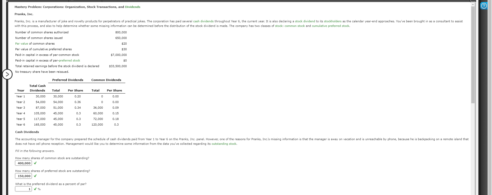I need help in answering this question please. Mastery Problem: Corporations: Organization,