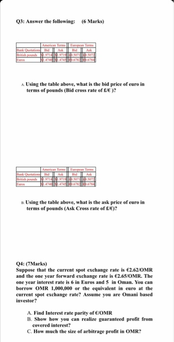  using informaion from table Q3: Answer the following: (6 Marks) American