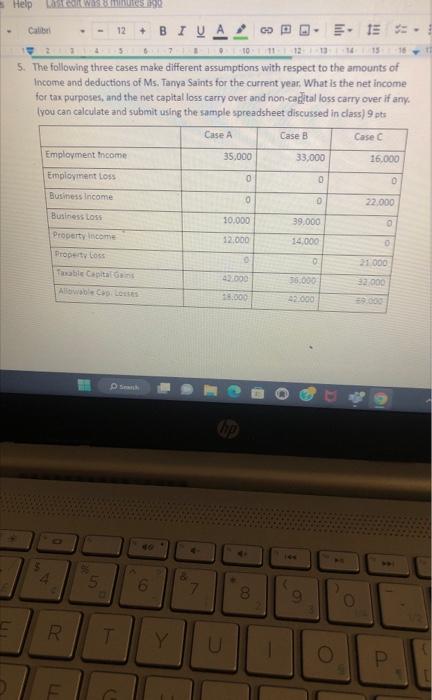  5. The following three cases make different assumptions with respect to
