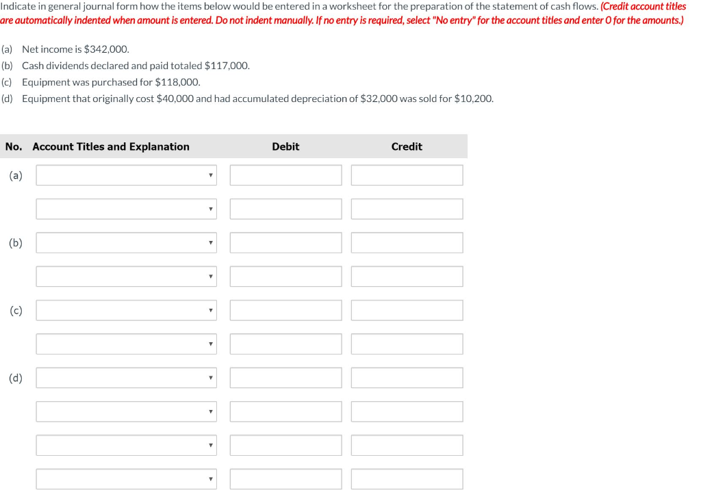 Indicate in general journal form how the items below would be