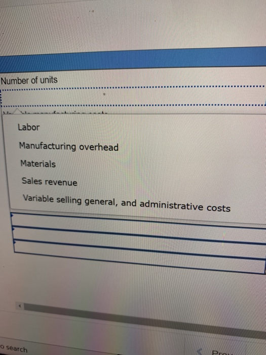 1:20:03 Standard price and variable costs Sales price Materials cost Labor cost