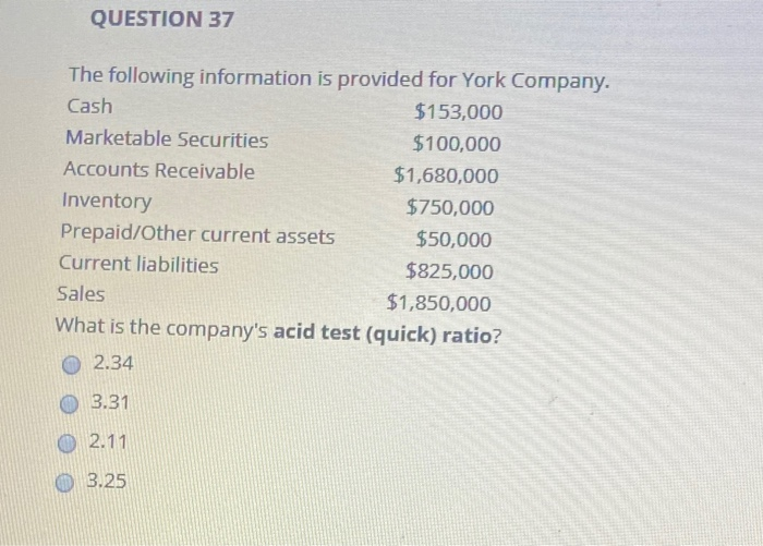 please use excel to show answer QUESTION 37 The following information is