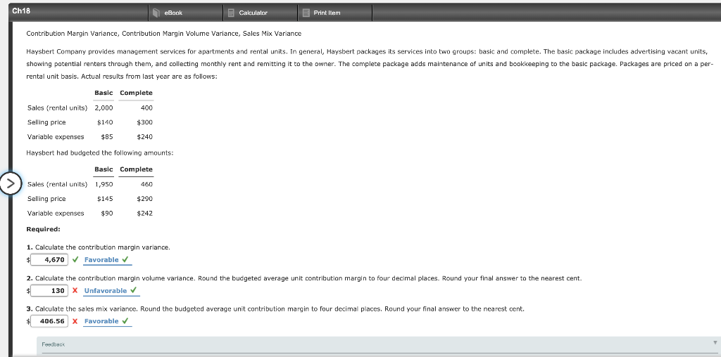 Ex. 18.31 Ch18 eBook Print Item Contribution Margin Variance, Contribution Margin Volume
