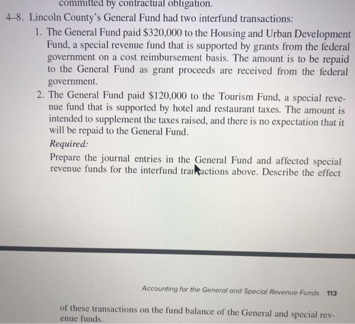  committed by contractual obligation. 4-8. Lincoln County's General Fund had two