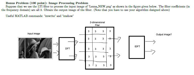  Image filtering using built in function FFT2 and IFT2. Bonus Problem