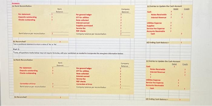 in all of the cells that contain question marks, verify that the