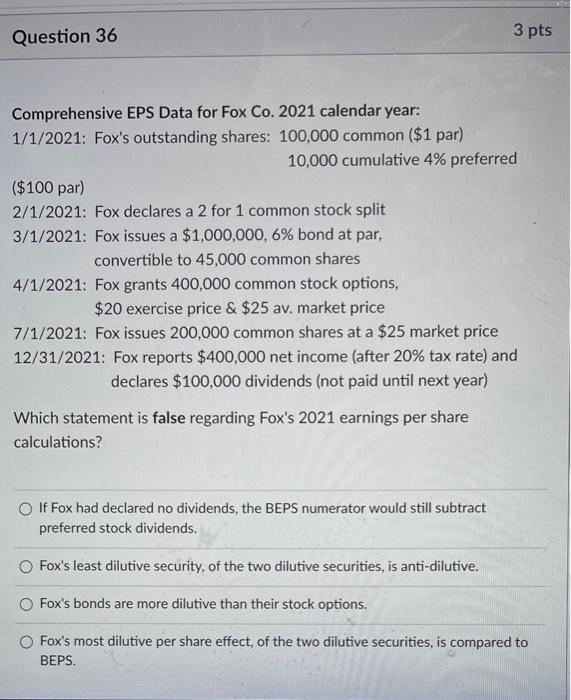 stock split 3/1/2021: Fox issues a $1,000,000, 6% bond at par, convertible