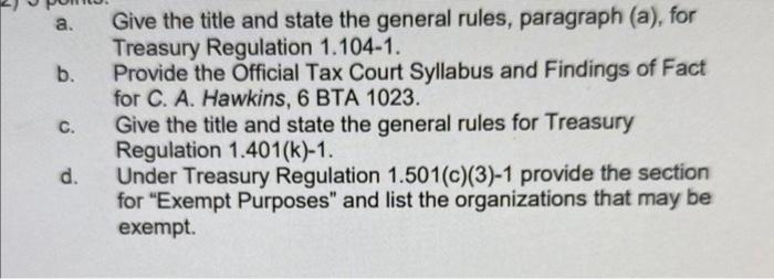  a. Give the title and state the general rules, paragraph (a),