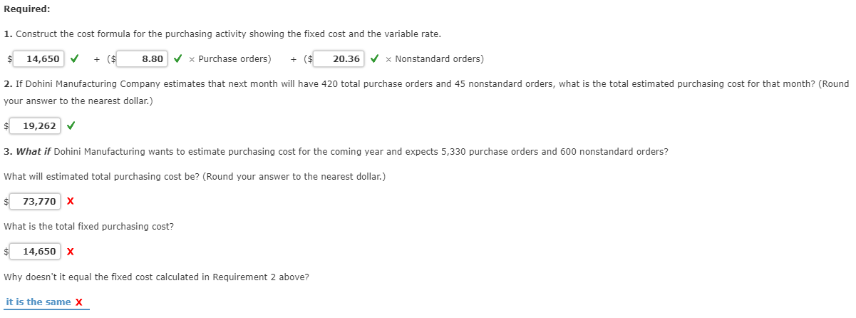 The controller for Dohini Manufacturing Company felt that the number of purchase