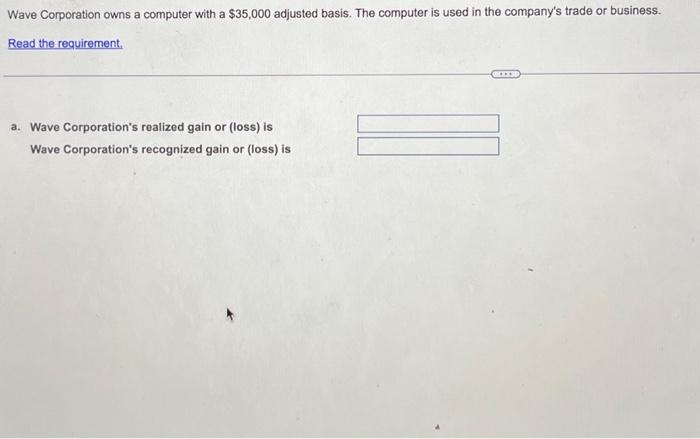  answer requirements please Wave Corporation owns a computer with a $35,000