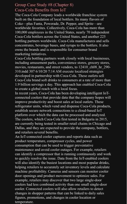  1,600 words please Group Case Study \#8 (Chapter 8) Coca-Cola Benefits