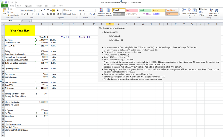 Using the PowerPoint Lecture Creating Projections, create a new set of projections