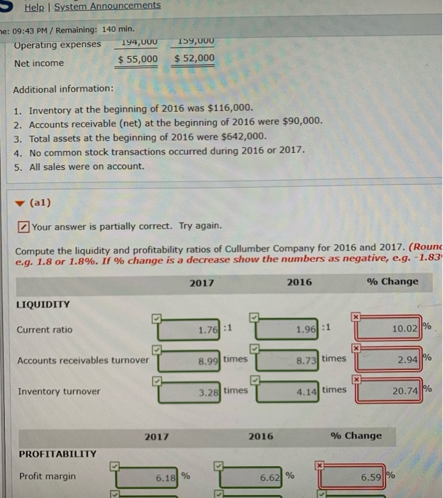 / Remaining: 141 min. Question 2 The following financial information is for